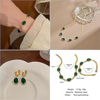 Emerald jewelry set 3 pièce